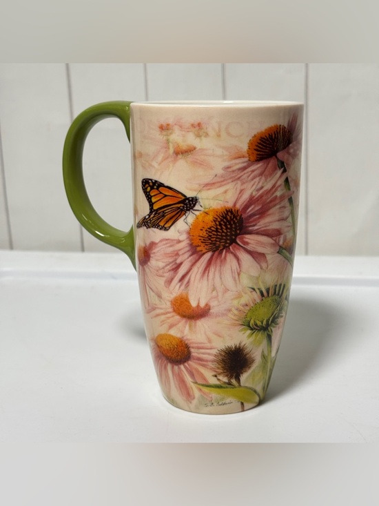 Cypress Home Other - Cypress Home SB Baldwin Travel Mug Floral Bird Butterfly 2006 Artsy 6" Cup